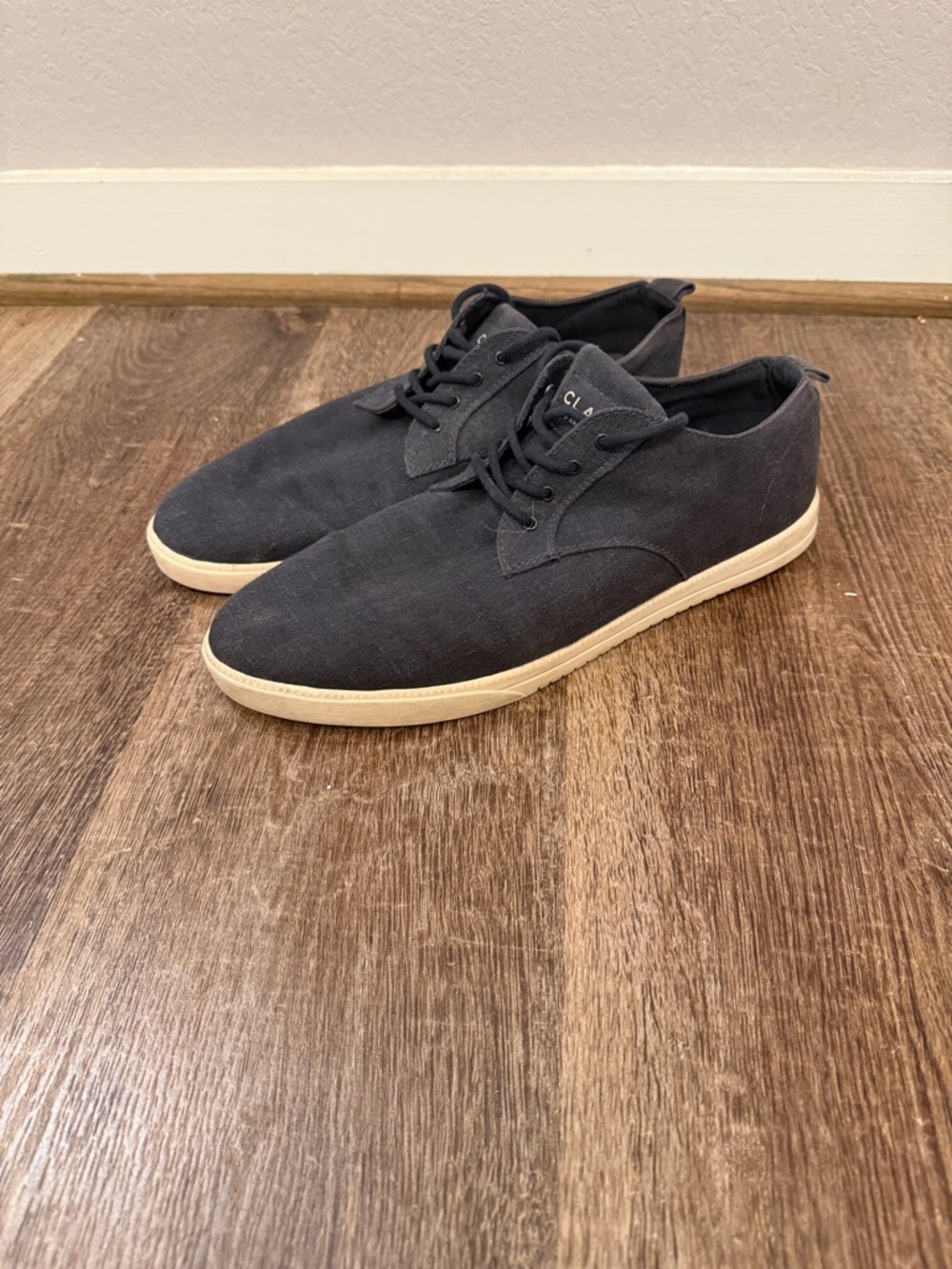 Clae Men's Black Canvas Oxfords with Cream Sole